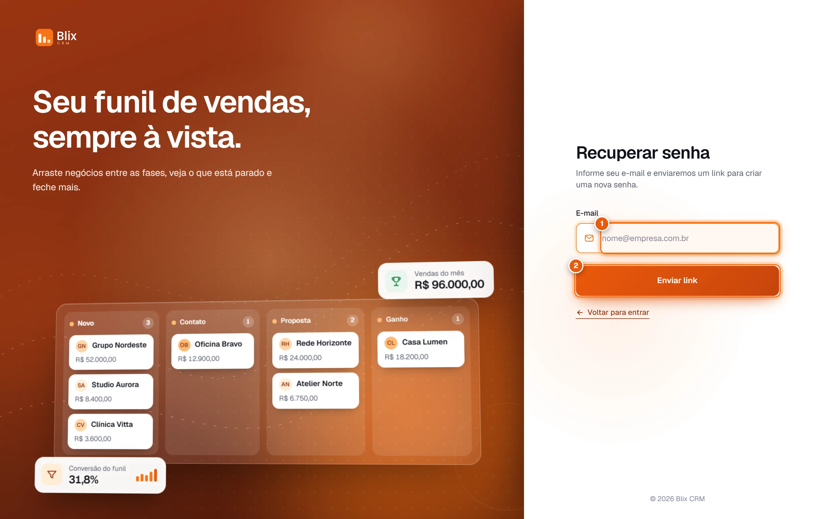 Formulário de recuperação de senha